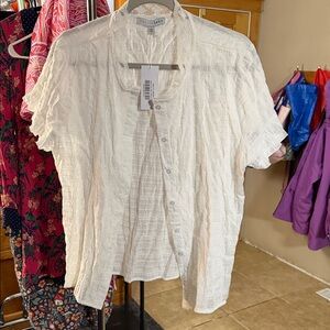 Baltic Born Textured White Button-Down Shirt size Large